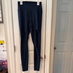 ALO Yoga Midnight Blue Leggings with Cut-Out Accents